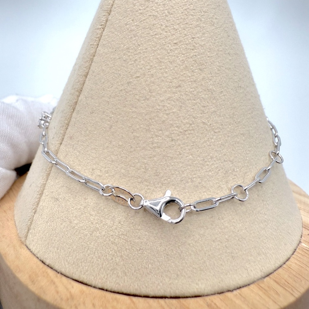 .925 Sterling Silver Cz Flower Bracelet - Picture 10 of 16